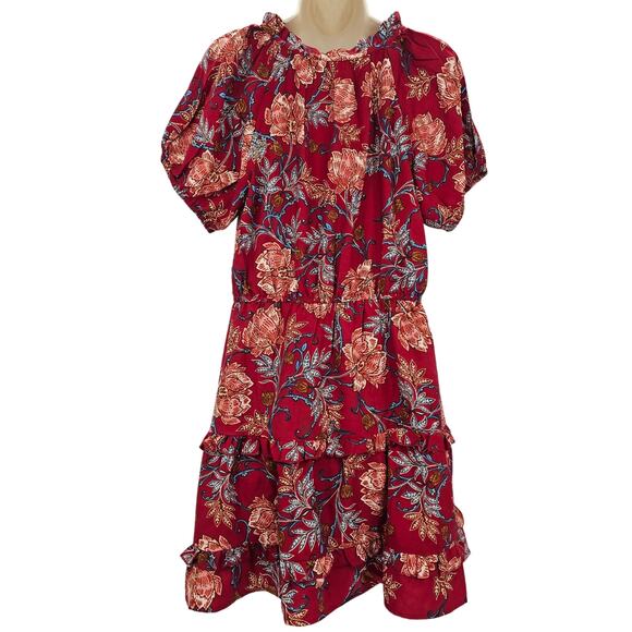 Band of the Free Womans size L Connie Garnet Floral Mini Dress Tassel Tie NEW - Picture 4 of 8